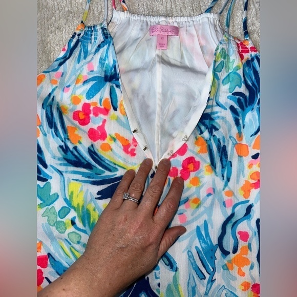 Lilly Pulitzer Bellamie Open Cold Shoulder Serene Blue Tippy Top Swing Dress XS - Picture 11 of 15